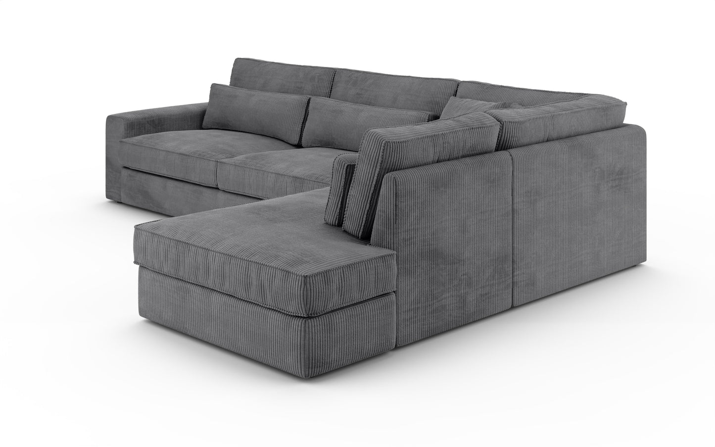 CANAPE LE BRISTOLA ANGLE DROIT COTELE GRIS 315X230cm