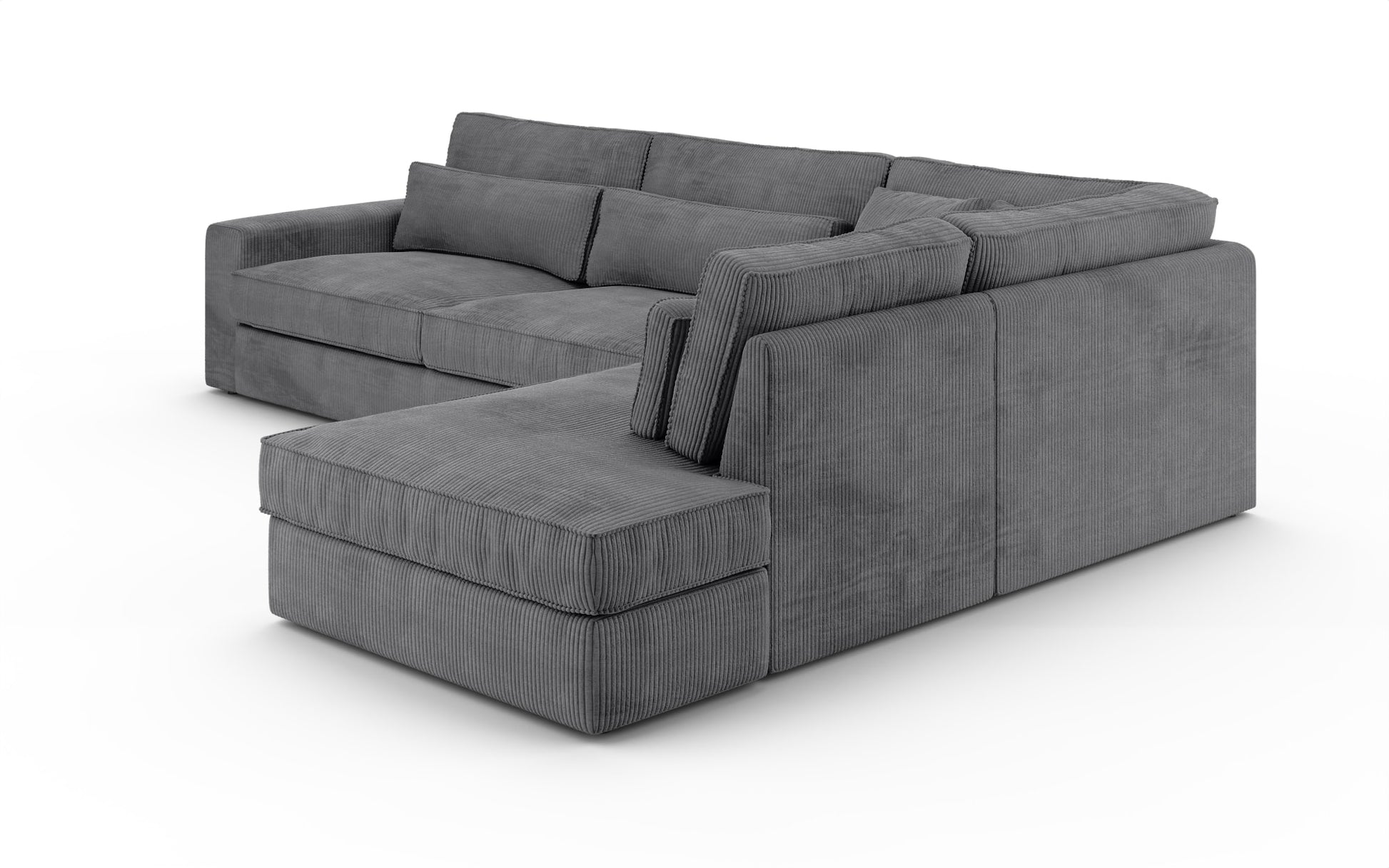 CANAPE LE BRISTOLA ANGLE DROIT COTELE GRIS 315X230cm