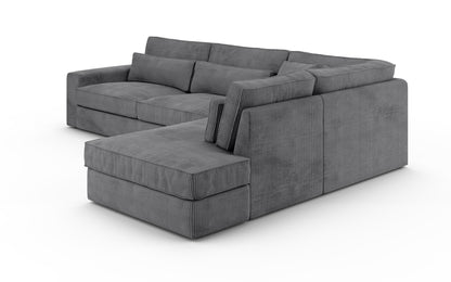 CANAPE LE BRISTOLA ANGLE DROIT COTELE GRIS 315X230cm