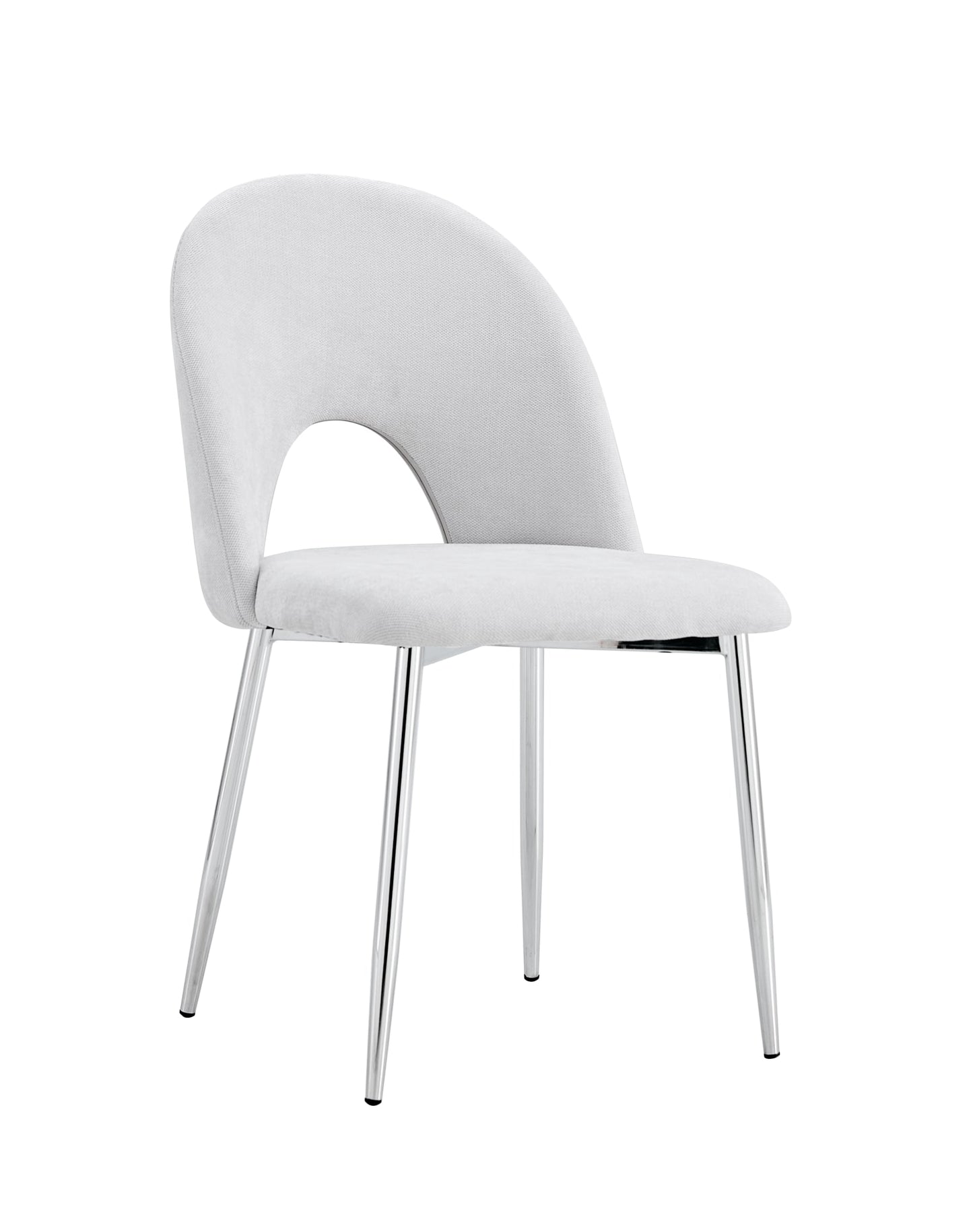 CHAISE TEDDY CHENILLE LIGHT GREY PIED CHROME