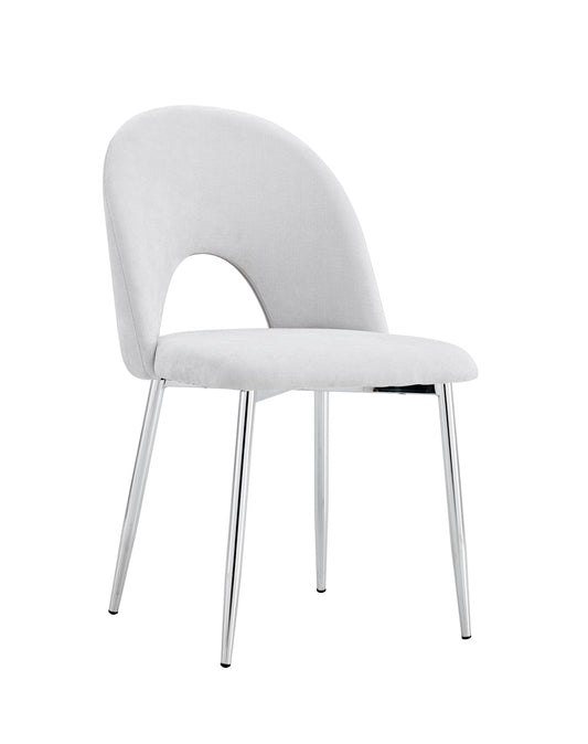 CHAISE TEDDY CHENILLE LIGHT GREY PIED CHROME