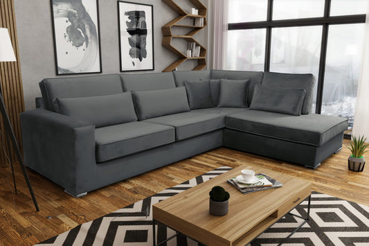 CANAPE BRISTOL ANGLE DROIT VELOURS ANTHRACITE 316x230cm