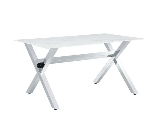 Table à manger IXE chrome plateau en verre trempé 150 cm