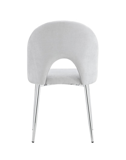 CHAISE TEDDY CHENILLE LIGHT GREY PIED CHROME