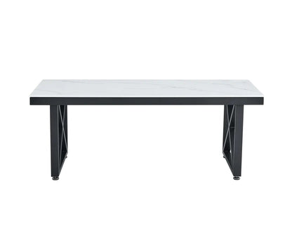 Table basse Deluxe LEVANTO structure métal noir plateau en verre 120x60 cm