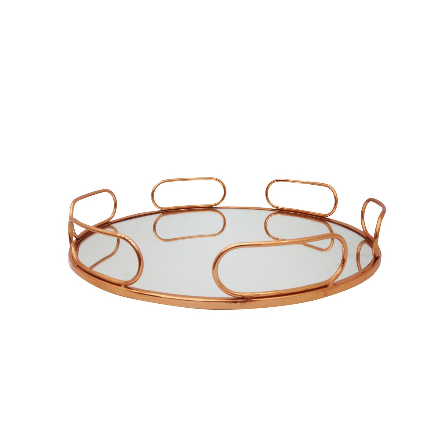 LOT DE 4 + 2 OFFERT PLATEAUX OR ROSE MIROIR 38 cm DE DIAMETRE