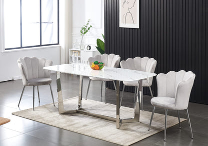 CHAISE NYMPHEA CHROME VELOURS GRIS