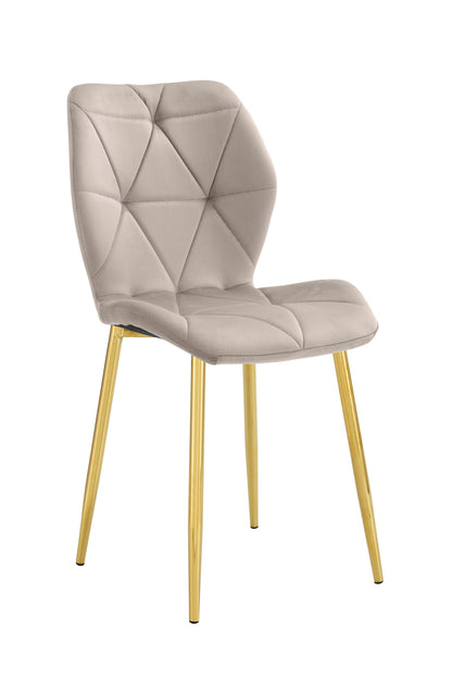 CHAISE COQUILLAGE VELOURS TAUPE PIED GOLD