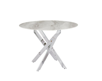 TABLE REPAS JESSICA CHROME MARBRE GREIGE 100x75cm