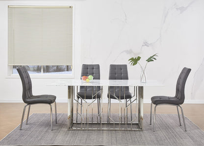 TABLE REPAS PORTOFINO CHROME MARBRE BLANC 180 x 90 CM