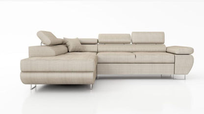 CANAPE TOULOUSE ANGLE GAUCHE COTELE ECRU 275x205cm