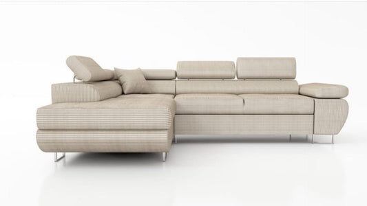 CANAPE TOULOUSE ANGLE GAUCHE COTELE ECRU 275x205cm