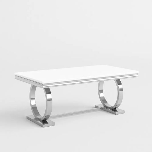 TABLE REPAS OMEGA CHROME BLANC DE BLANC 180X90CM