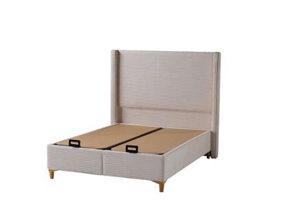 LIT COFFRE VENUS COTELE BEIGE 160X200CM