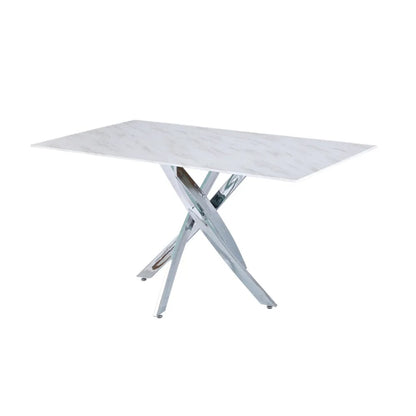 Table Repas JESSICA XXL Chrome et plateau en verre 180 cm 6 à 8 couverts