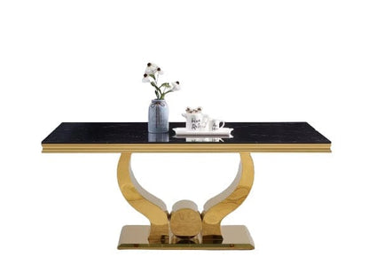 Table à manger TROFY 4 à 6 personnes Gold verre 150x90 cm