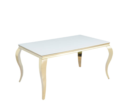 TABLE REPAS BAROQUE GOLD BLANC ULTRA 180x90x75cm
