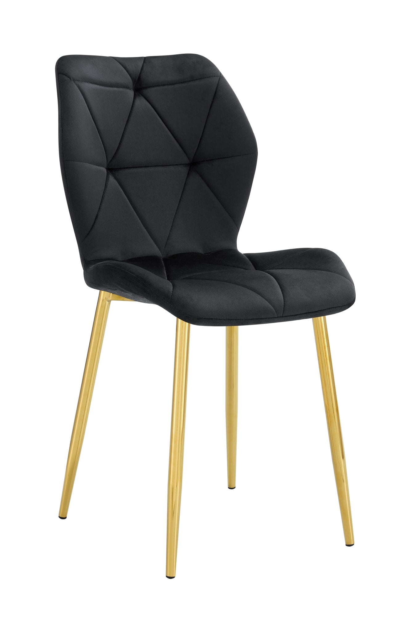 CHAISE COQUILLAGE VELOURS NOIR PIED GOLD