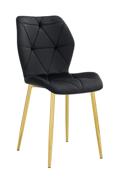 CHAISE COQUILLAGE VELOURS NOIR PIED GOLD