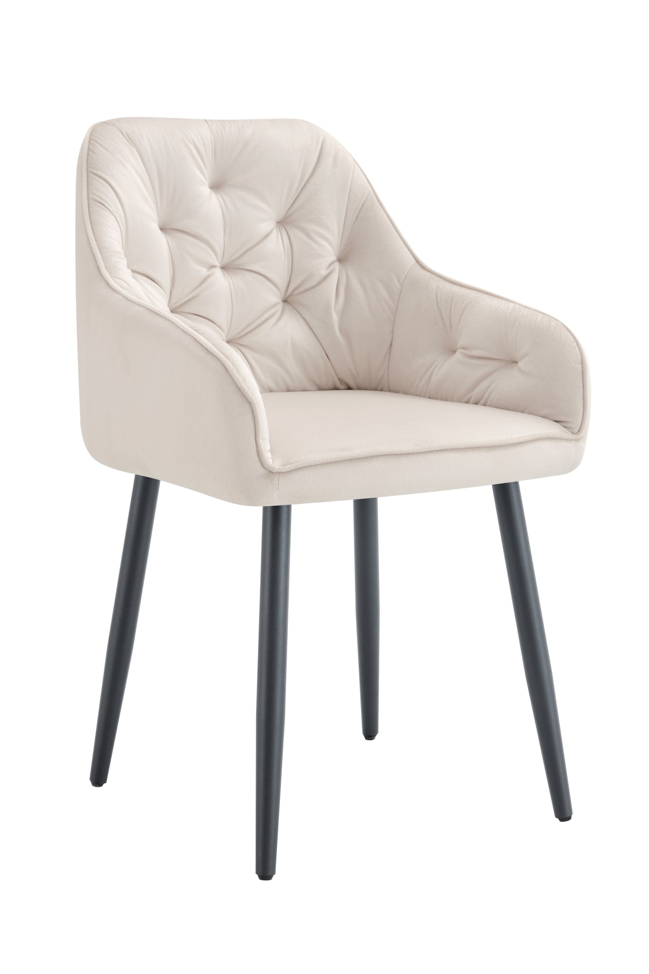 CHAISE AVEC ACCOUDOIR JADE PIEDS METAL NOIR VELOURS BEIGE