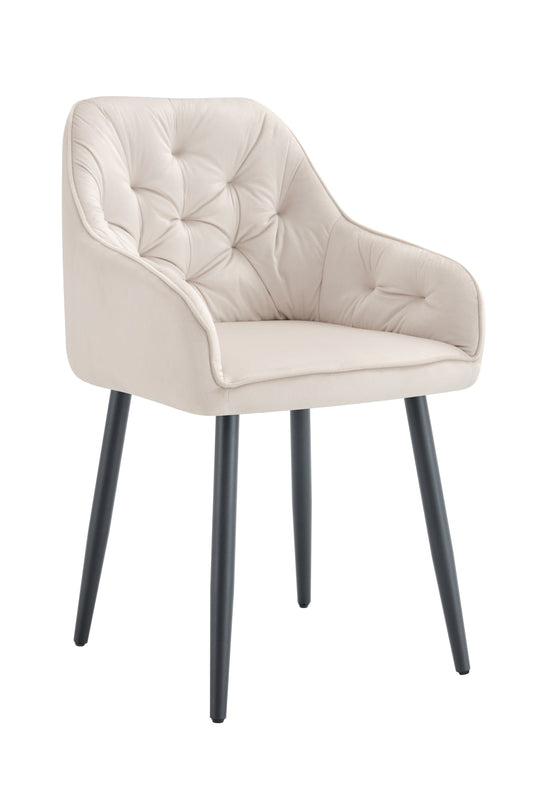 CHAISE AVEC ACCOUDOIR JADE PIEDS METAL NOIR VELOURS BEIGE