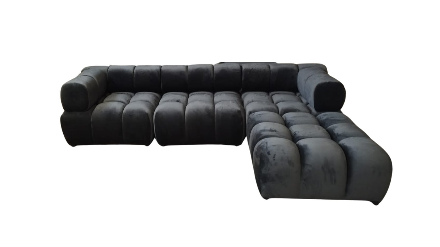 3+1 CANAPE RITZ MODULABLE VELOURS ANTHRACITE 285x190cm