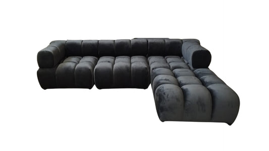 3+1 CANAPE RITZ MODULABLE VELOURS ANTHRACITE 285x190cm