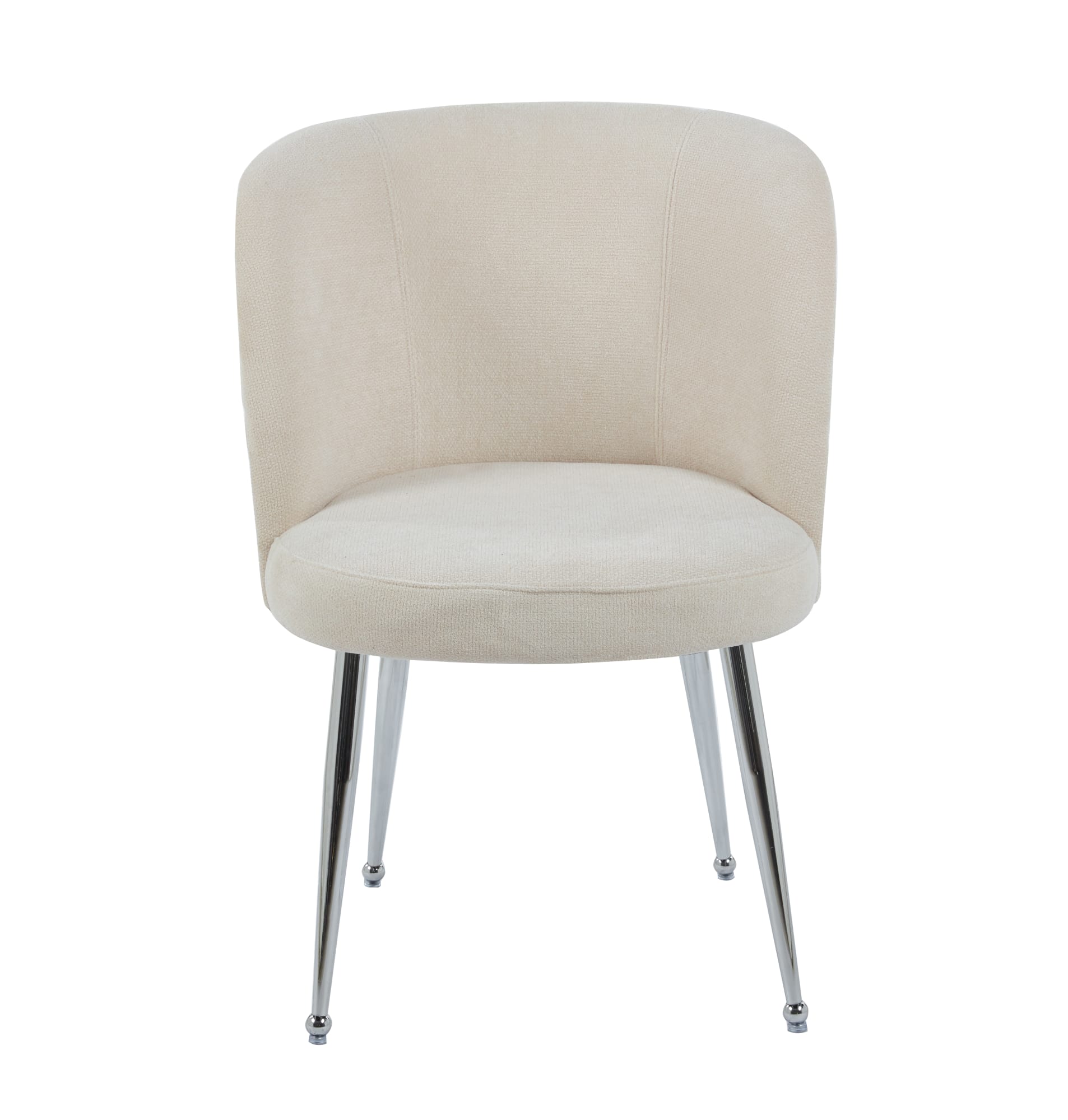 CHAISE SACHA PIEDS CHROME ASSISE ECRU TISSU EFFET LIN