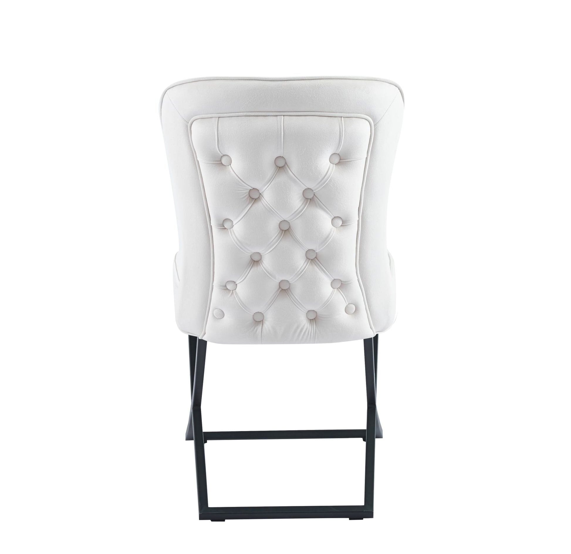 CHAISE GABRIELLE METAL NOIR VELOURS ECRU