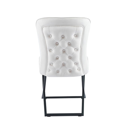 CHAISE GABRIELLE METAL NOIR VELOURS ECRU
