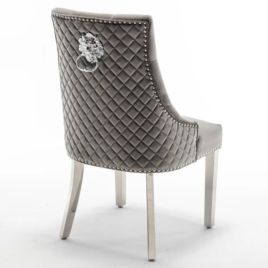Lot de 2 chaises LION matelassée et cloutée chrome velours
