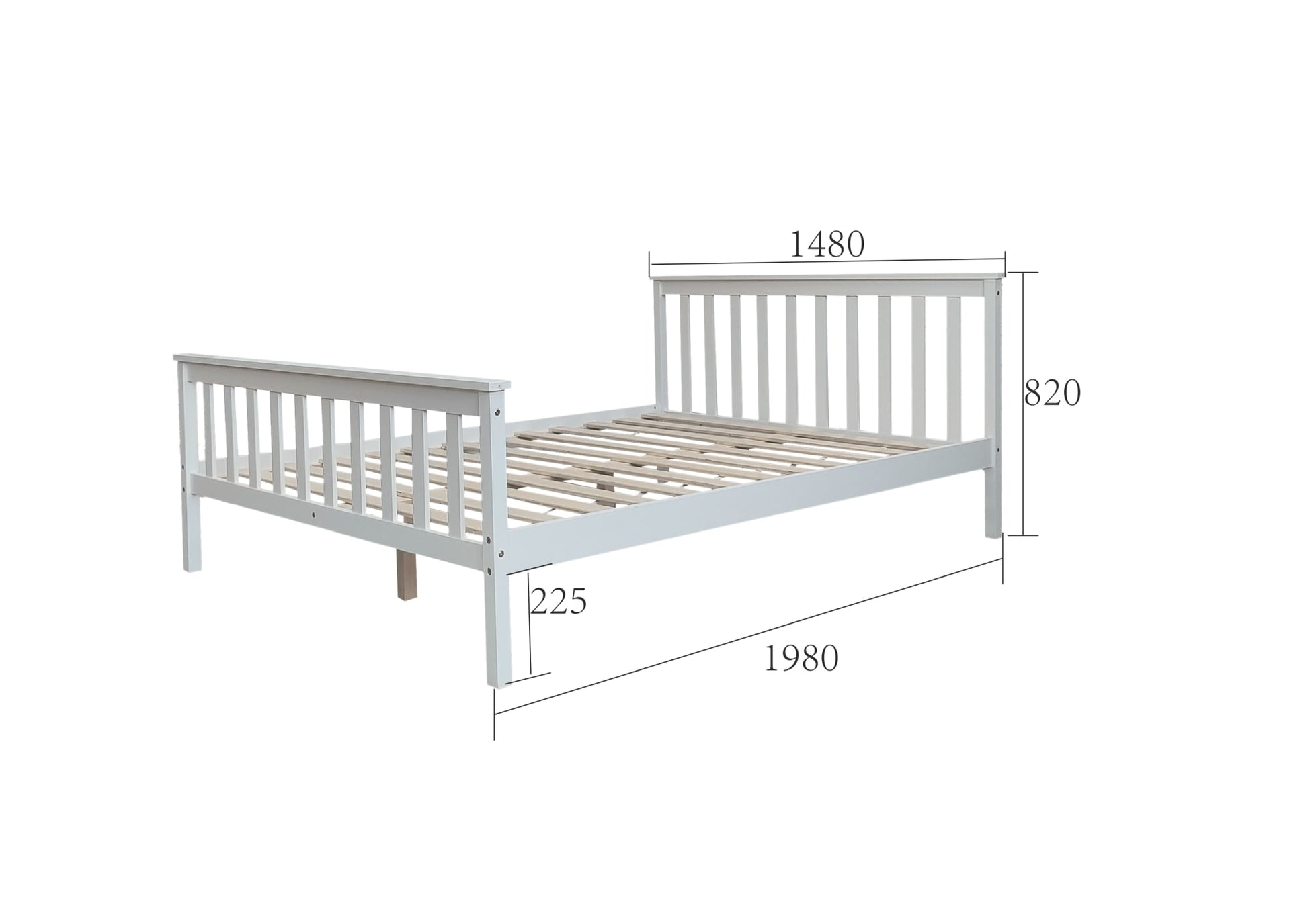 LIT BATNA EN BOIS BLANC 140x190cm