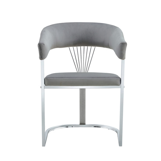 CHAISE AVEC ACCOUDOIR BRITTANY CHROME GRIS SILVER