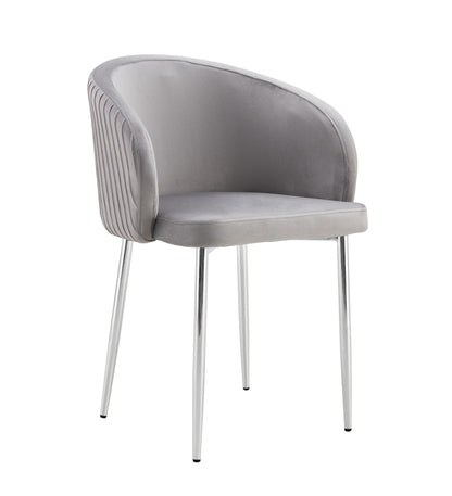 CHAISE AVEC ACCOUDOIR CARLITA GRIS PIED CHROME