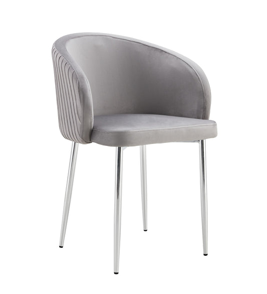 CHAISE AVEC ACCOUDOIR CARLITA GRIS PIED CHROME