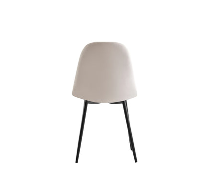 CHAISE SCANDINAVE PIED NOIR VELOURS BEIGE
