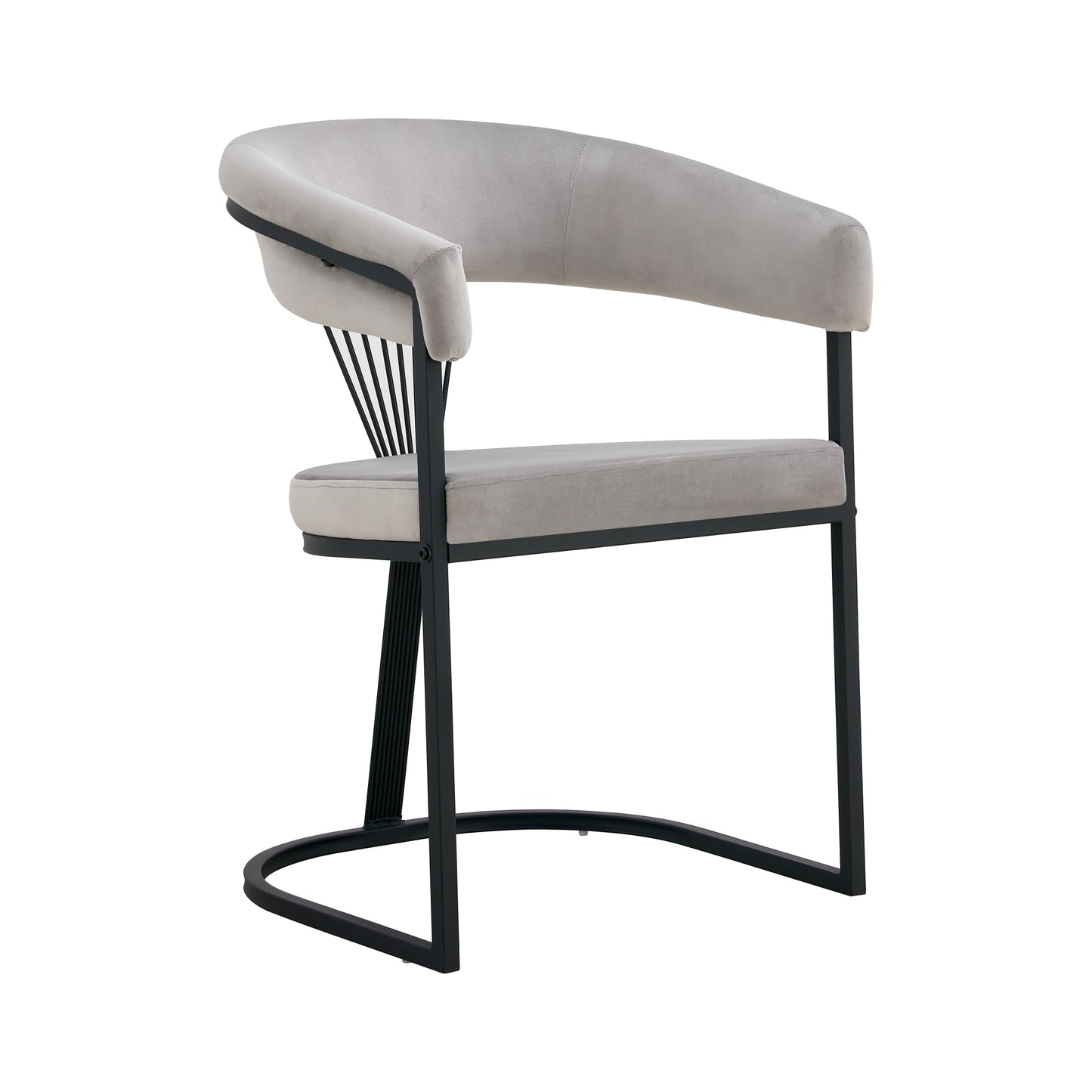 CHAISE AVEC ACCOUDOIR BRITTANY METAL NOIR VELOURS GRIS
