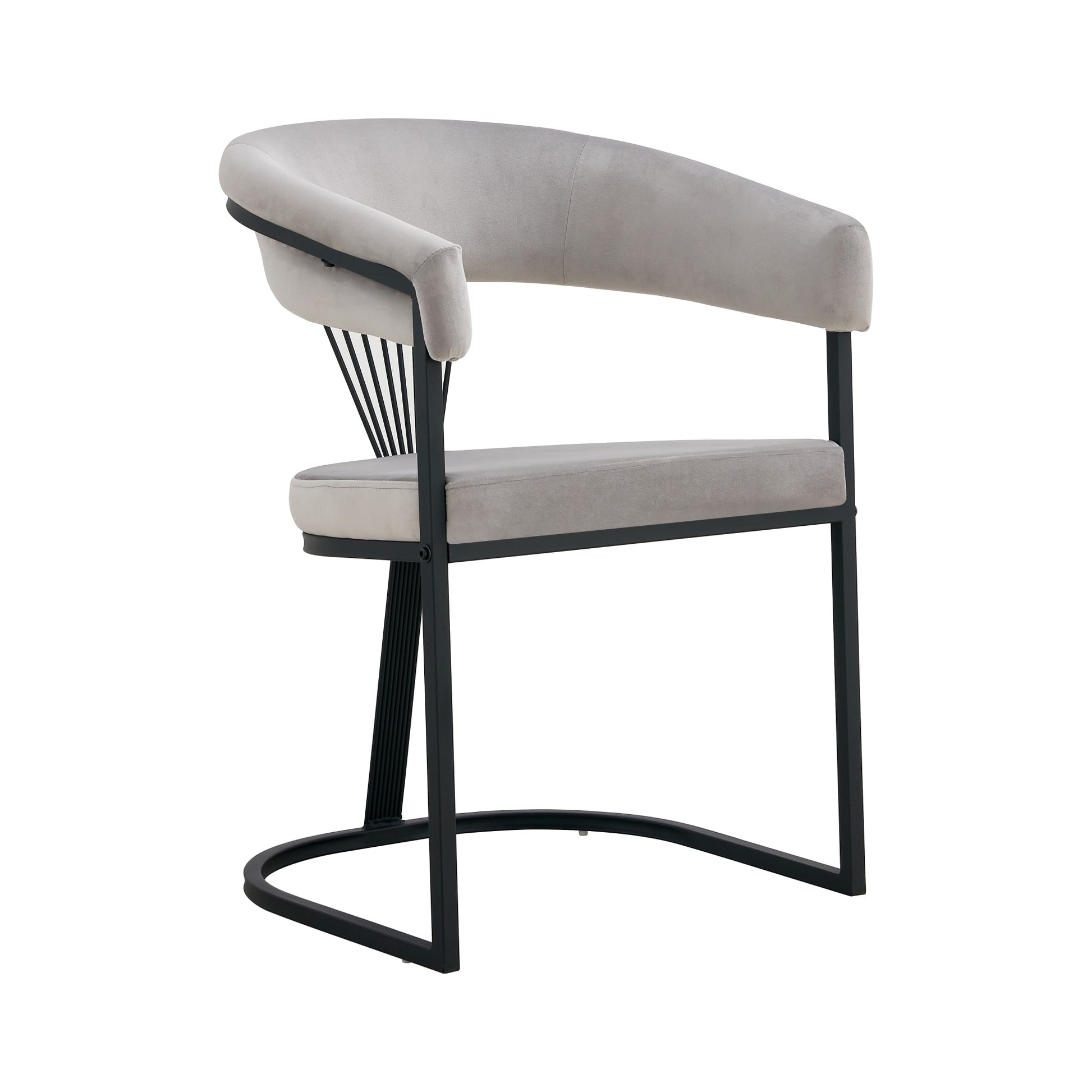 CHAISE AVEC ACCOUDOIR BRITTANY METAL NOIR VELOURS GRIS