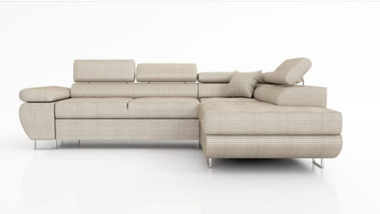 CANAPE TOULOUSE ANGLE DROIT COTELE ECRU 275x205cm