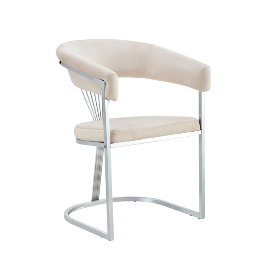CHAISE AVEC ACCOUDOIR BRITTANY CHROME VELOURS BEIGE