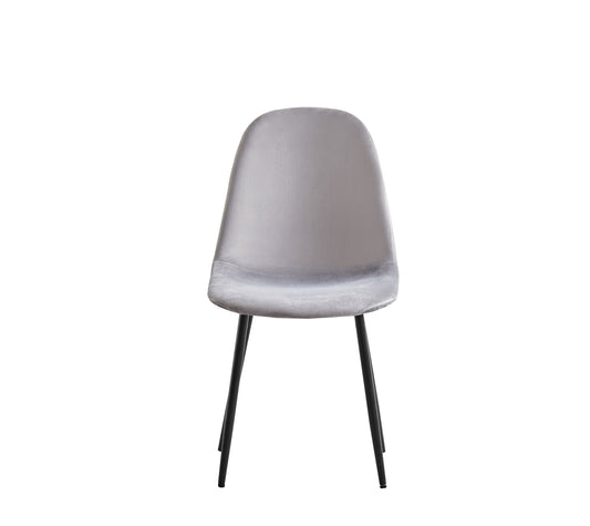 CHAISE SCANDINAVE PIED NOIR VELOURS GRIS