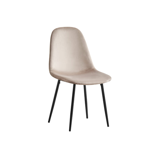 CHAISE SCANDINAVE PIED NOIR VELOURS TAUPE