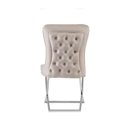 CHAISE GABRIELLE CHROME VELOURS BEIGE
