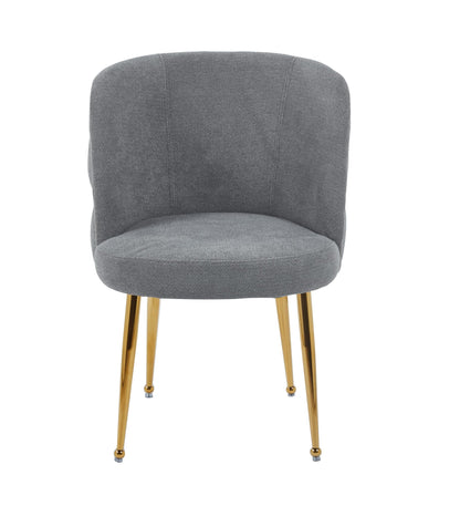CHAISE SACHA PIEDS GOLD ASSISE ANTHRACITE TISSU EFFET LIN
