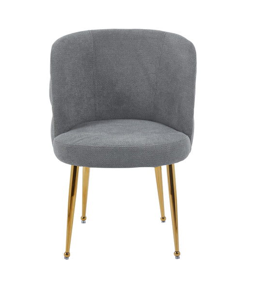 CHAISE SACHA PIEDS GOLD ASSISE ANTHRACITE TISSU EFFET LIN