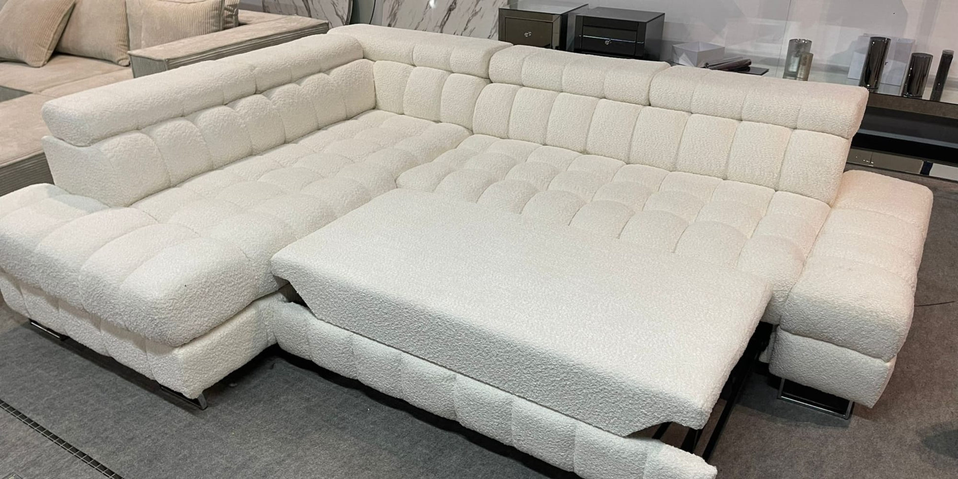 CANAPE BUBBLE ANGLE GAUCHE DOUDOU BOUCLE 275x203cm