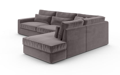 CANAPE LE BRISTOLA ANGLE DROIT VELOURS GRIS 315X230cm