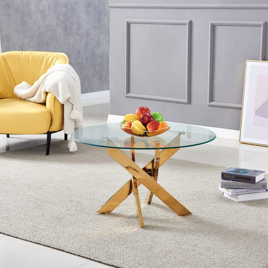 TABLE BASSE CARRE JESSY GOLD TRANSPARENT 80x80cm