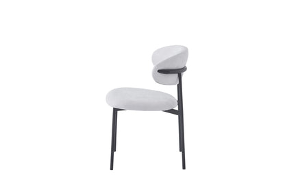 CHAISE LULU PIEDS METAL NOIR SERGE GRIS