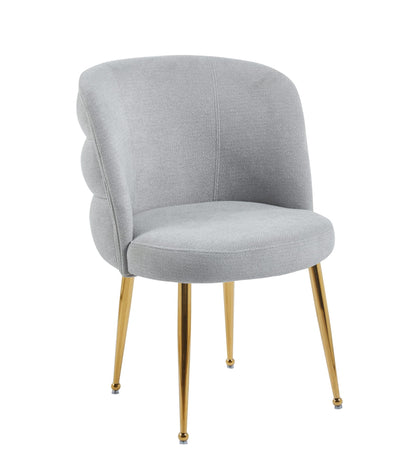CHAISE SACHA PIEDS GOLD ASSISE GRIS TISSU EFFET LIN